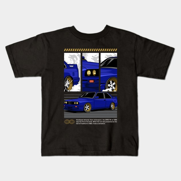 Retro E30 Sport Car Kids T-Shirt by milatees